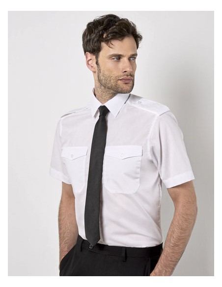 KUS-KK133-Mens Tailored Fit Pilot Shirt Short Sleeve 2